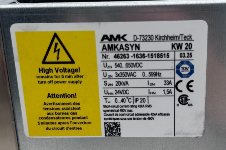 AMK AMKASYN KW 20 AVEC KW-R03 20kVA VERSION 03.25 SERVO DRIVE