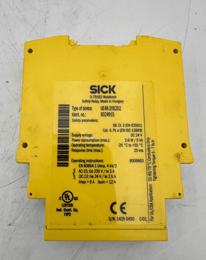 SICK 6024915 UE48 - 20S2D2 SAFETY RELAY - KLR Automation