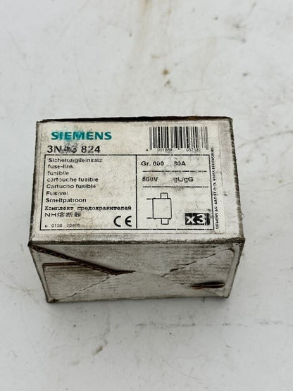 3 pce x SIEMENS CARTOUCHE FUSIBLE 3NA3 824 80A / 500v