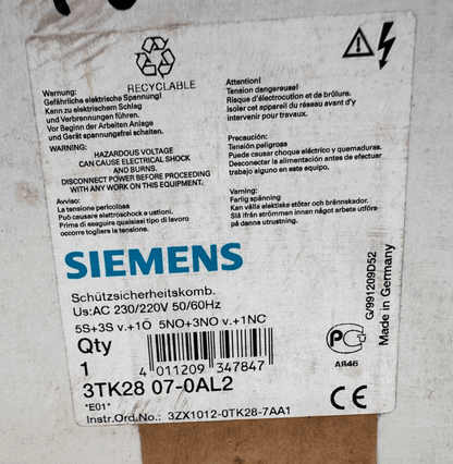 SIEMENS 3TK2807 - 0AL2 RELAIS DE SECURITE - KLR Automation