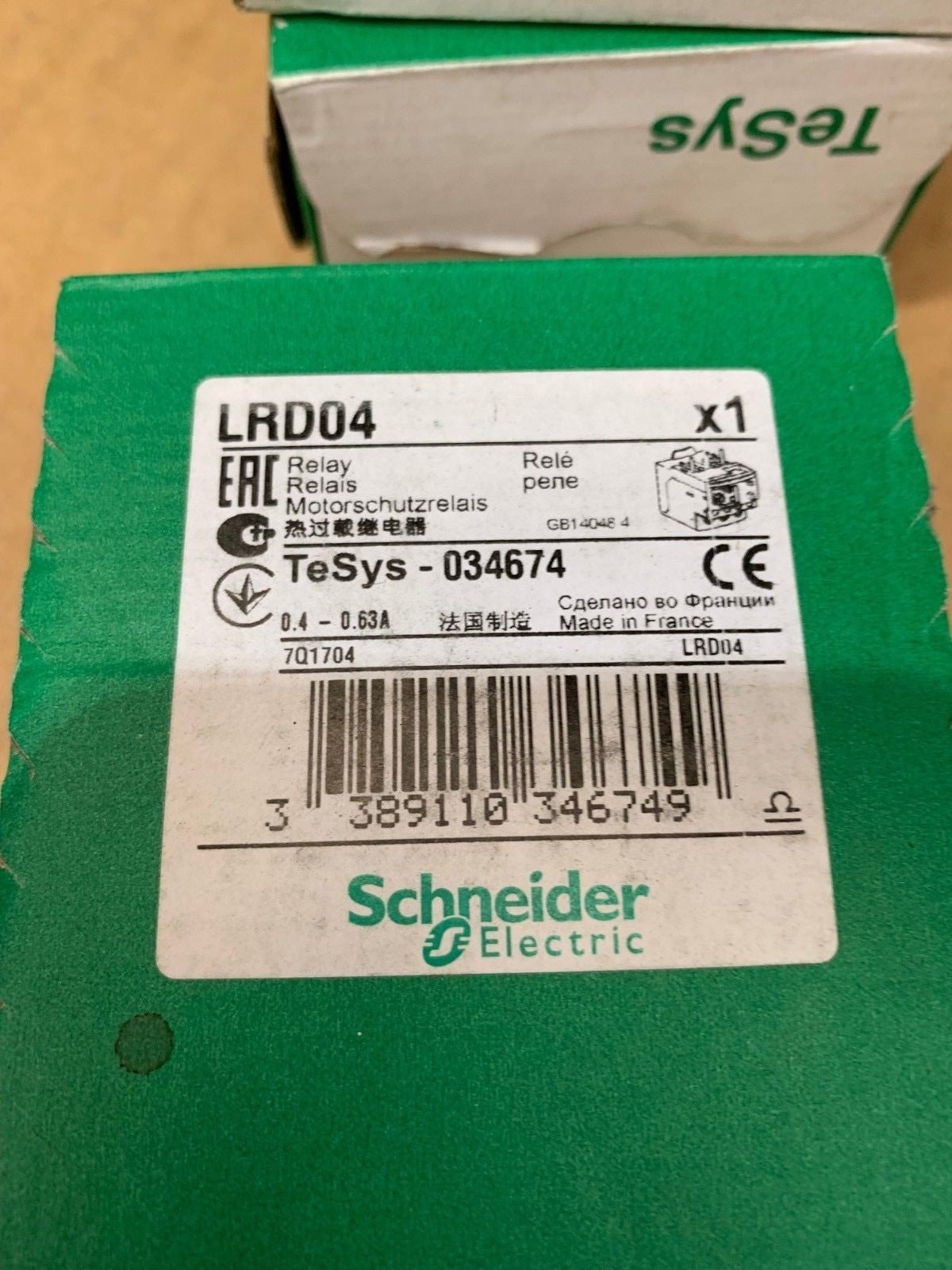 1 x SCHNEIDER Relais tripolaire de protection thermique LRD04 Tesys 034674 - KLR Automation