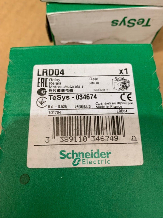 1 x SCHNEIDER Relais tripolaire de protection thermique LRD04 Tesys 034674 - KLR Automation
