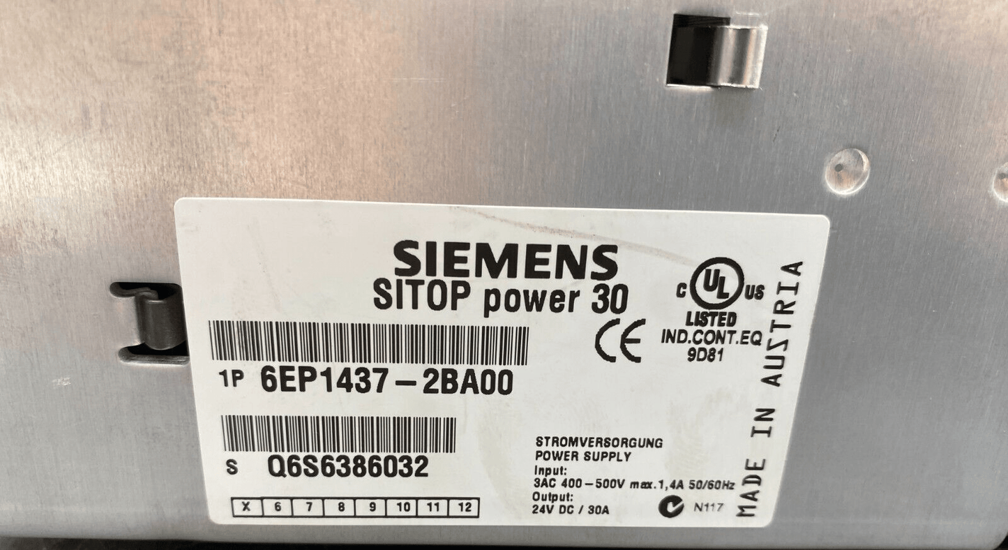 SIEMENS 6EP1437 - 2BA00 SITOP POWER 30 POWER SUPPLY - KLR Automation