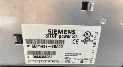 SIEMENS 6EP1437 - 2BA00 SITOP POWER 30 POWER SUPPLY - KLR Automation
