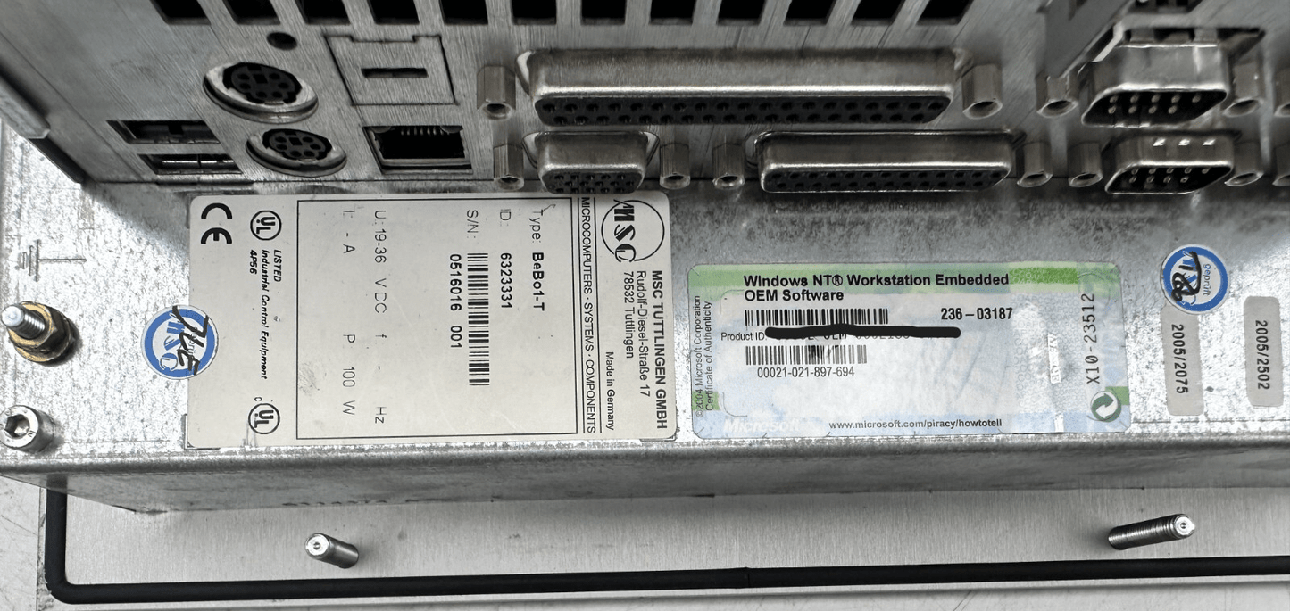 MSC TUTTLINGEN BEBO1 - T BOSCH PA012T + BECKHOF FC3101 WINDOWS NT - KLR Automation