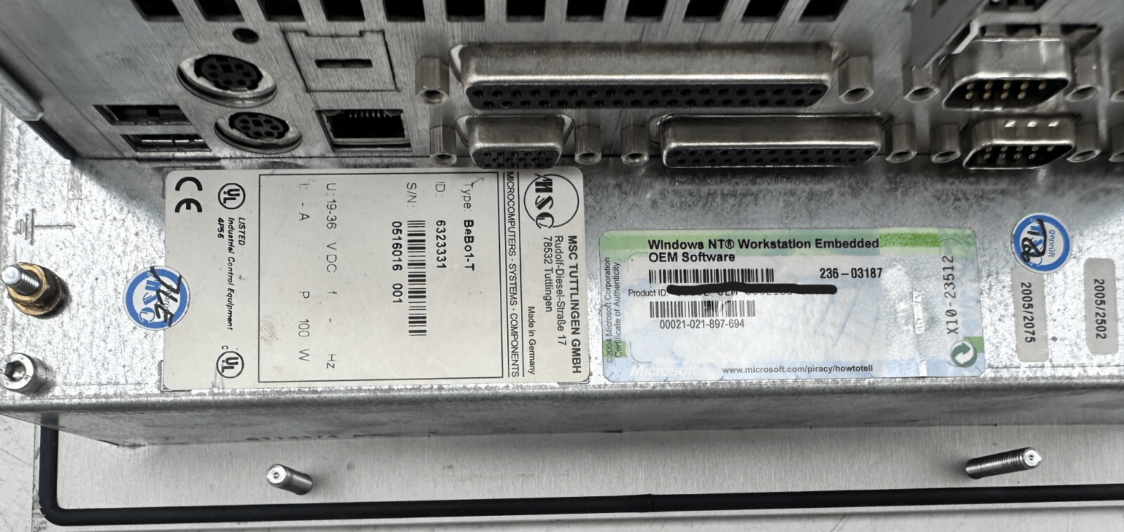 MSC TUTTLINGEN BEBO1 - T BOSCH PA012T + BECKHOF FC3101 WINDOWS NT - KLR Automation