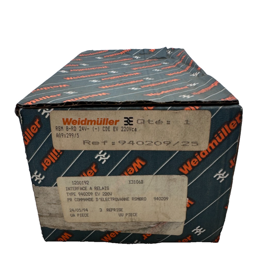WEIDMULLER 940209 940209/25 RSM8-RD 24V CDE EV  220VCA INTERFACE A RELAIS