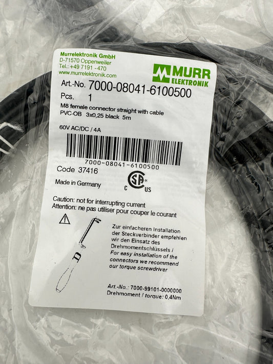 8 pc x MURRELEKTRONIK 7000-08041-6100500 M8 FEMALE CONNECTOR STRAIGHT WITH CABLE
