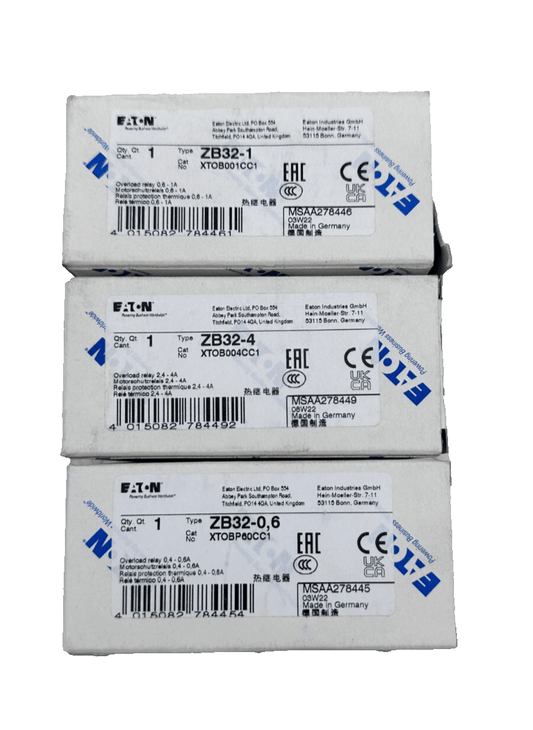 EATON MOELLER ZB32 - 0.6 + ZB32 - 4 + ZB32 - 1 OVERLOAD RELAY - KLR Automation