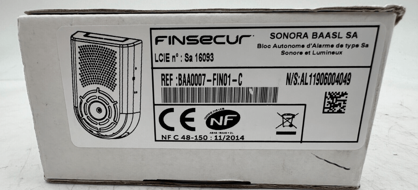 FINSECUR BAA0007 - FIN01 - C BLOC D'ALARME AUTONOME DE TYPE SA SONORE ET LUMINEUX x1 - KLR Automation