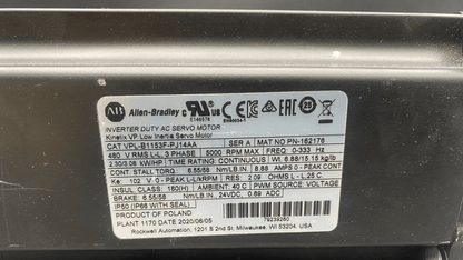 ALLEN BRADLEY VPL - B1153F - PJ14AA SERIE A 3 PHASE 5000 RPM AC SERVO MOTOR KINETIX - KLR Automation
