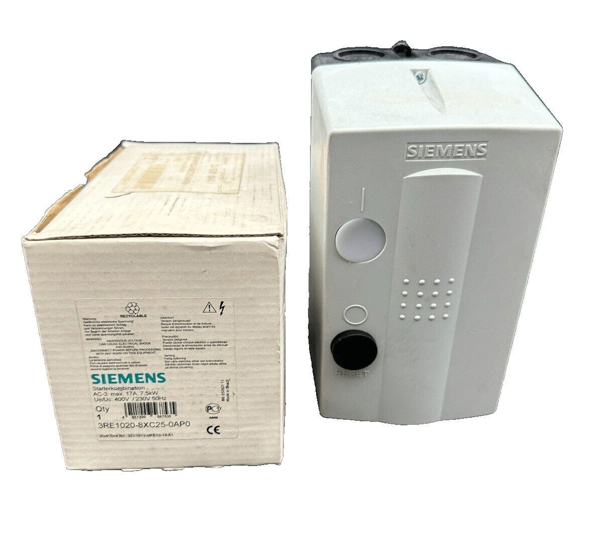 SIEMENS 3RE1020 - 8XC25 - 0AP0 17A 7.5kW COMBINAISON DE DEMARRAGE - KLR Automation
