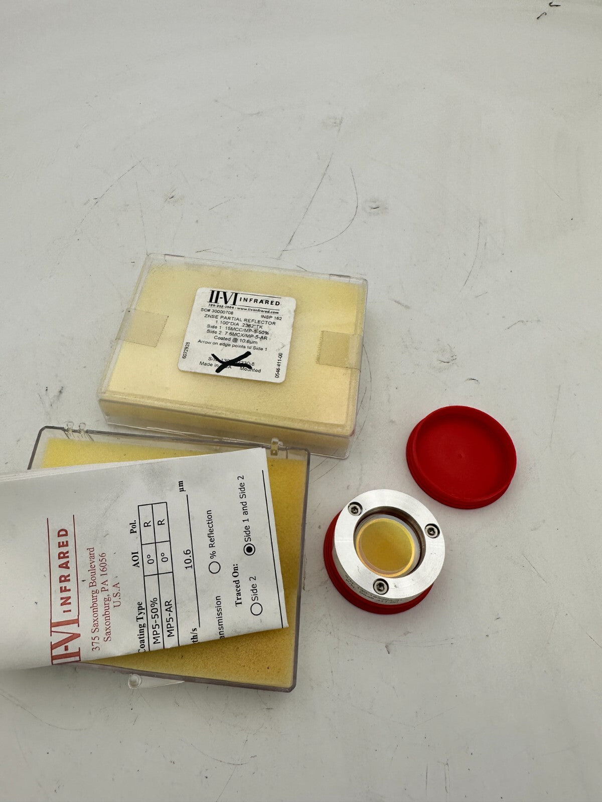 INFRARED ZNSE PARTIAL REFLECTOR 0546-411-00 1.100’’DIA 2362’’TK SOTK SO#30000708