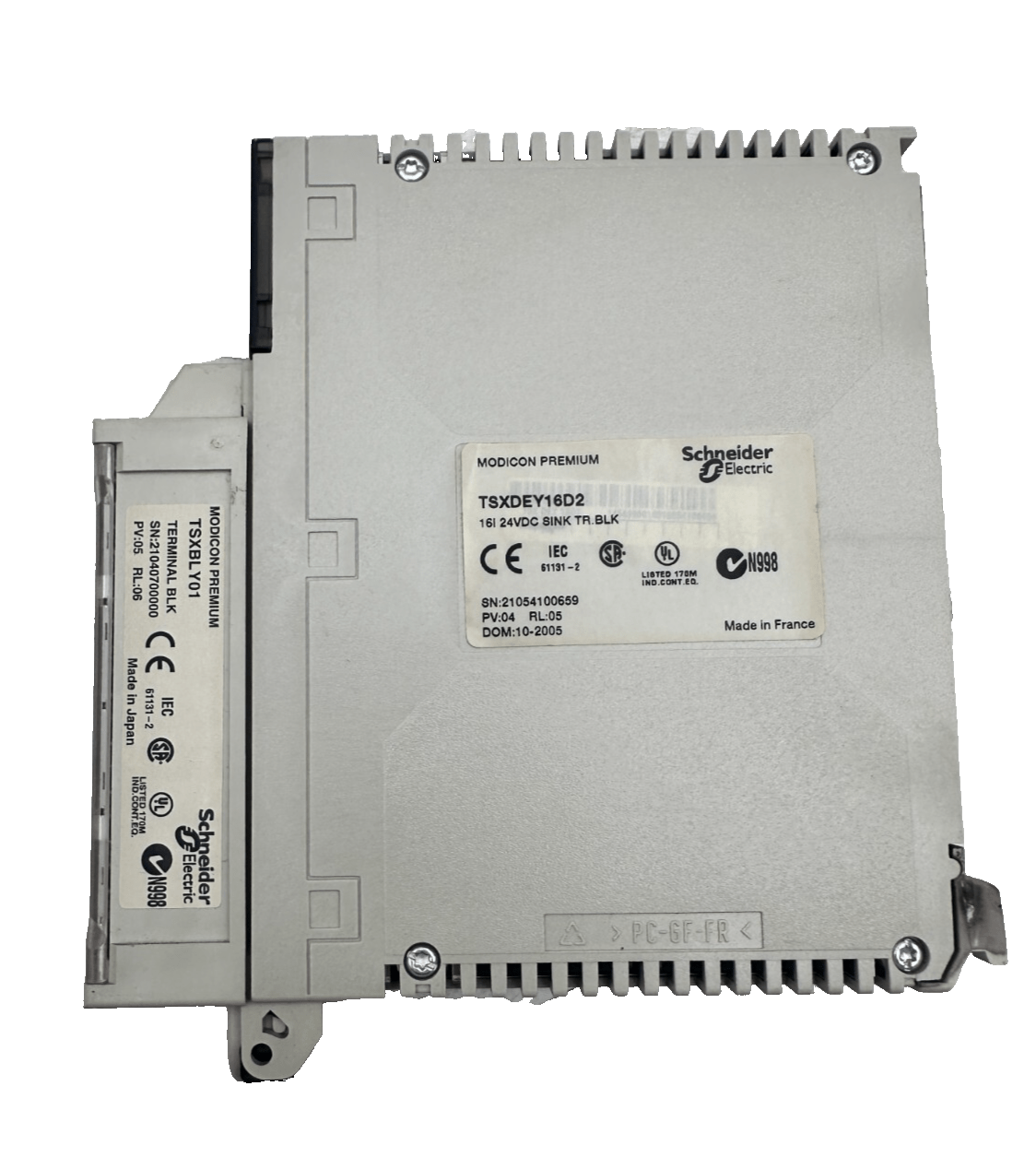 SCHNEIDER ELECTRIC TSXDEY16D2 PV:04 RL:05 16I 24VDC SINK TR.BLK + TSXBLY01 - KLR Automation