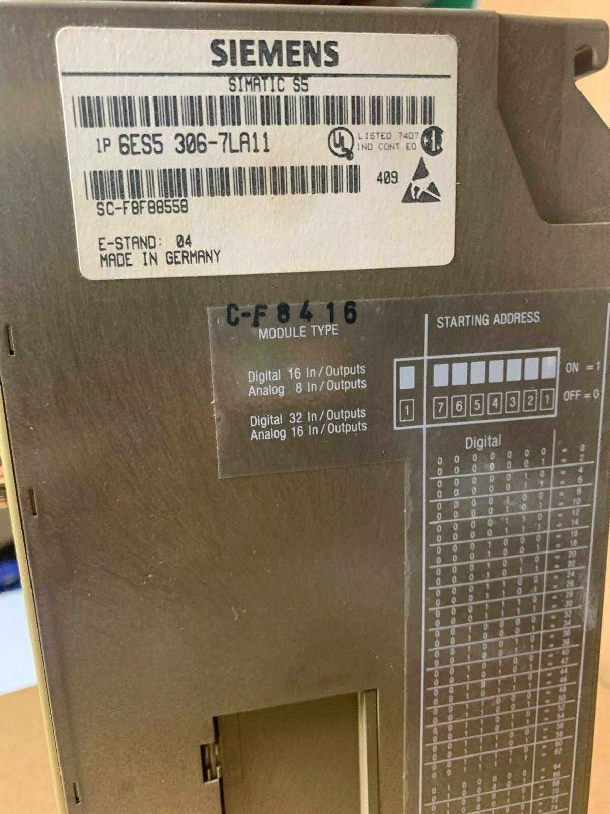 1 x SIEMENS SIMATIC S5 6ES5 306 - 7LA11 6ES53067LA11 - KLR Automation