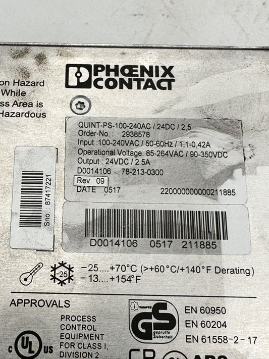 PHOENIX CONTACT QUINT-PS-100-240AC/24DC/2,5 2938578