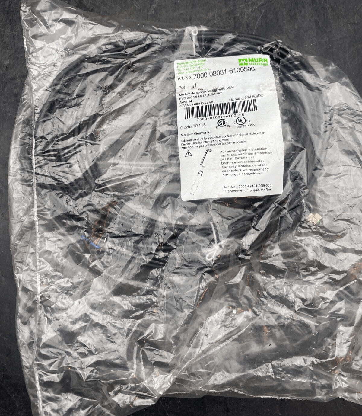 MURR ELEKTRONIC 7000 - 08081 - 6100500 x1pc - KLR Automation