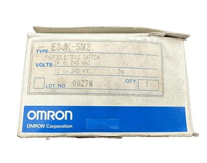 OMRON E3JK - 5M2 PHOTOELECTRIC SWITCH 24 TO 240 VAC 12 TO 240 VDC 2M - KLR Automation