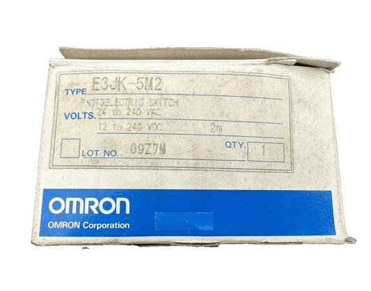 OMRON E3JK - 5M2 PHOTOELECTRIC SWITCH 24 TO 240 VAC 12 TO 240 VDC 2M - KLR Automation