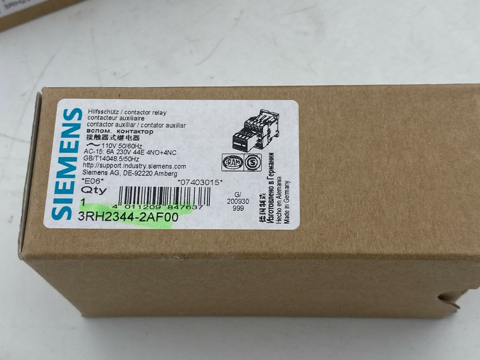 1pc x Contacteur Siemens 4 NF + 4 NO, 3 A, 110 V c.a. 3RH2344-2AF00