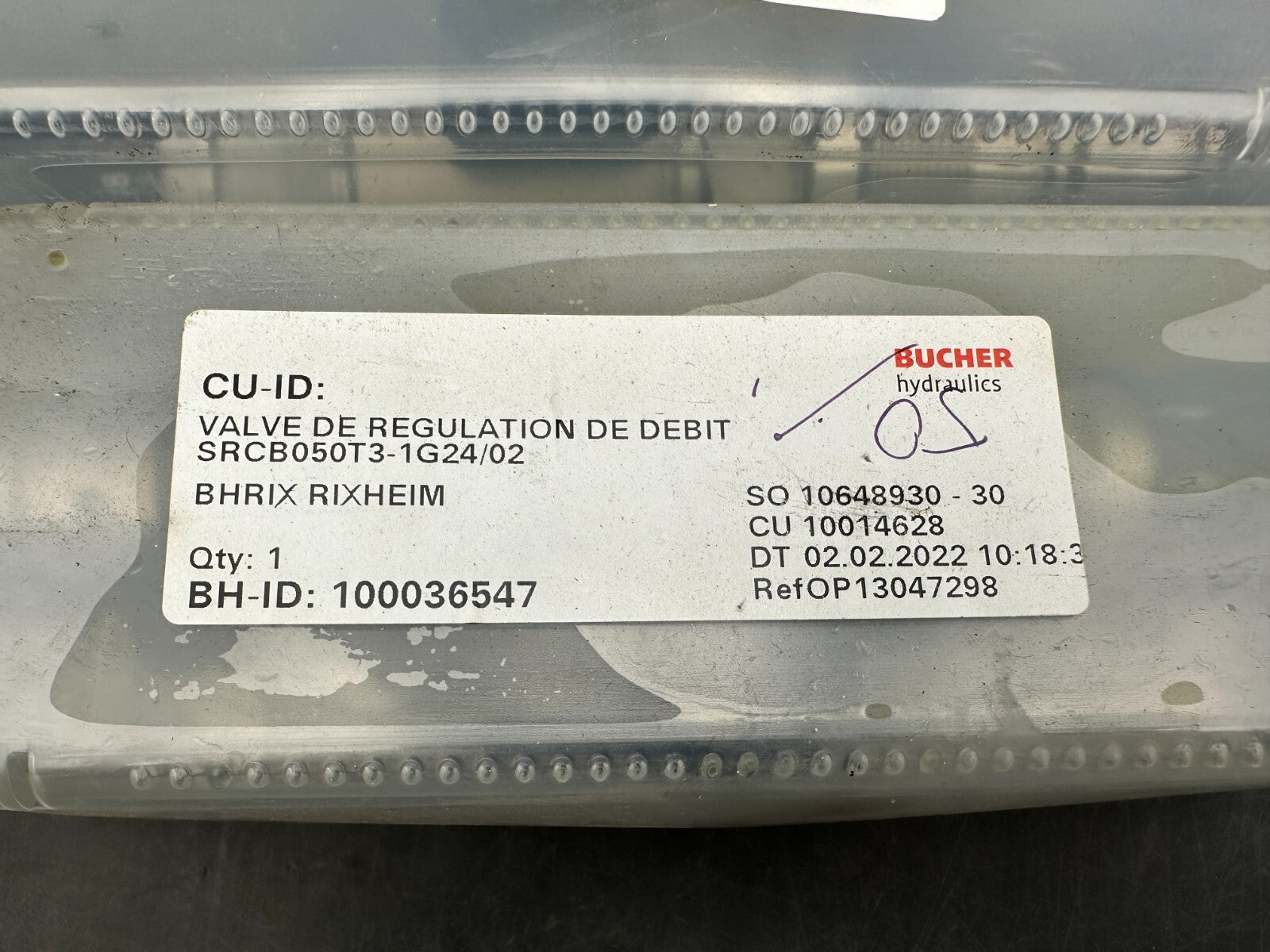 1pc x BUCHER Hydraulics valve regulation de debit srcb0550t3-1g24/02 100036547