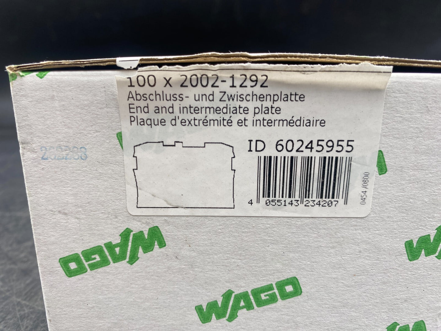 LOT DE 100 WAGO 2002 - 1292 PLAQUE D’EXTREMITE ET INTERMEDIAIRE - KLR Automation