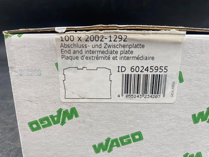 LOT DE 100 WAGO 2002 - 1292 PLAQUE D’EXTREMITE ET INTERMEDIAIRE - KLR Automation