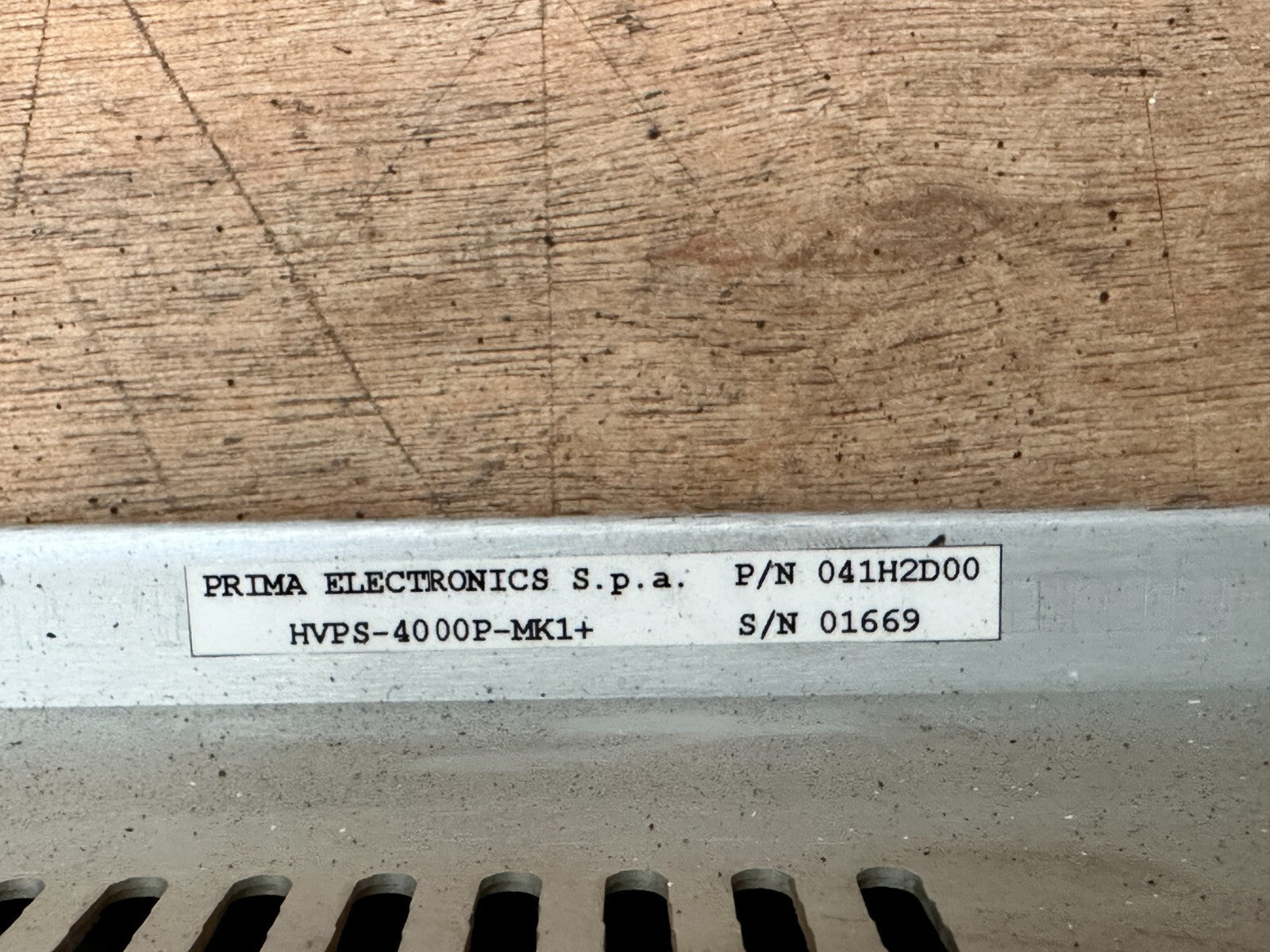 PRIMA ELECTRONICS HVPS-4000P-MK1+ P/N 041H2D00 0546-728-00 Rev. C