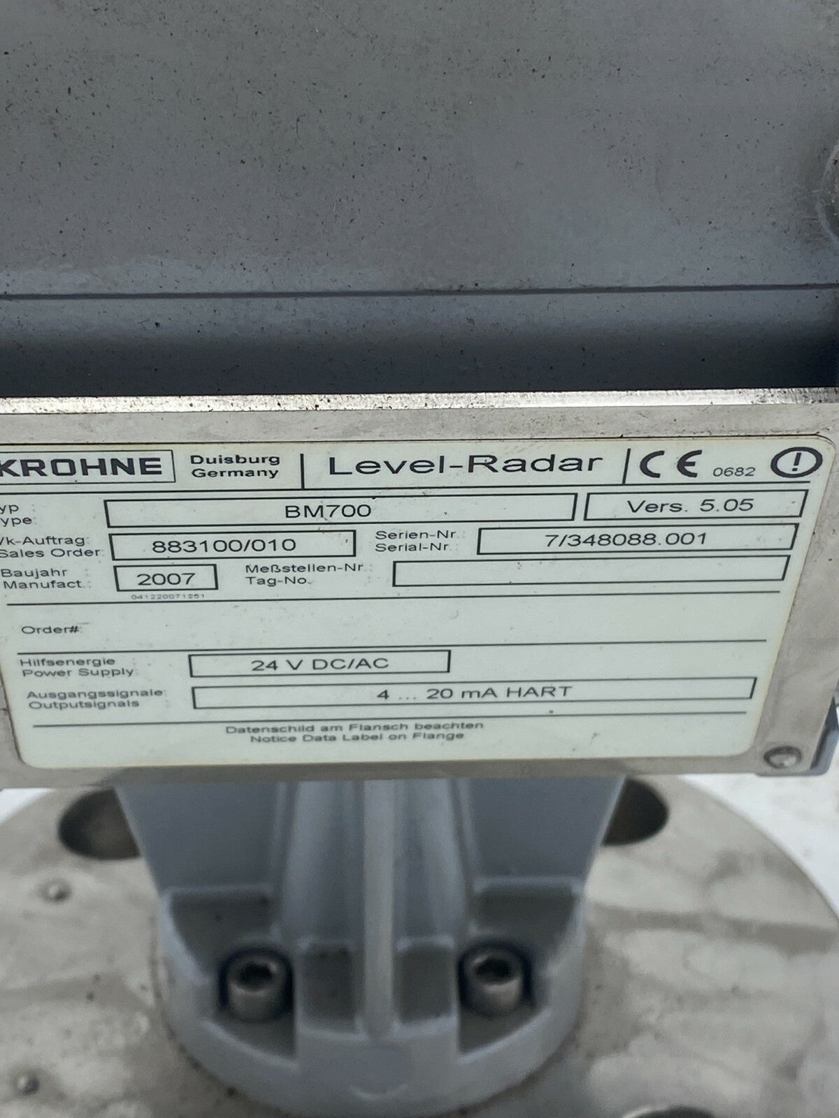 Krohne Level Radar  BM700 V5.05 WS PTFE