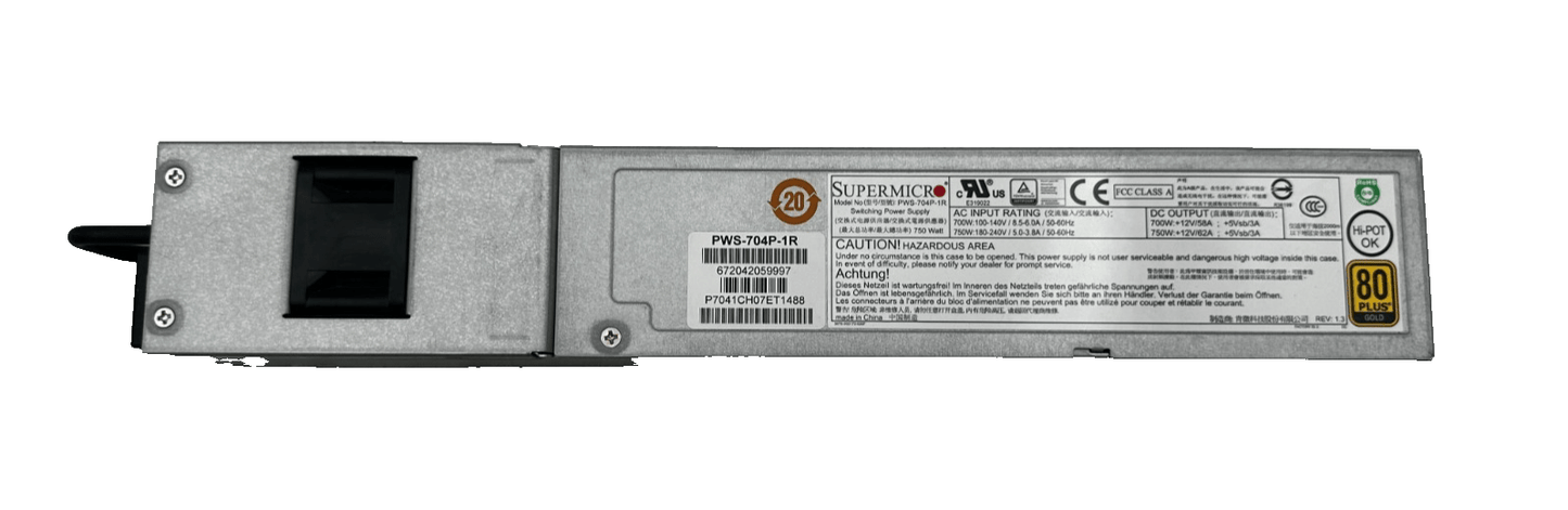 SUPERMICRO PWS - 704P - 1R P7041CH07ET1488 SWITCHING POWER SUPPLY - KLR Automation