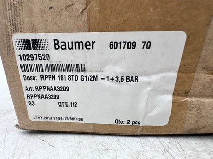 BAUMER BOURDON HAENNI RPPNAA3209 10297520 RPPN 1SISTD G1/2M 1+3.5 BAR PRESSOSTAT