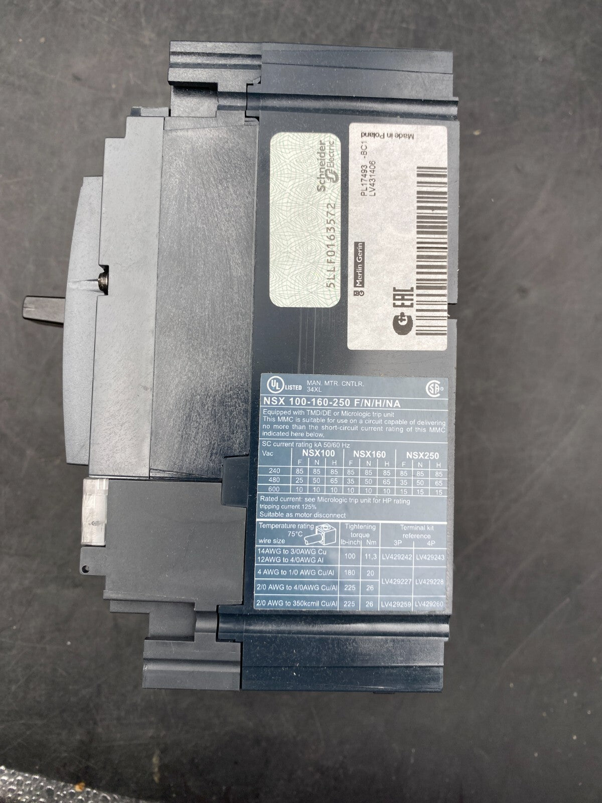 SCHNEIDER ELECTRIC LV431500 COMPACT NSX250 PL - 2018 - W06 - 6 + LV431406 - KLR Automation