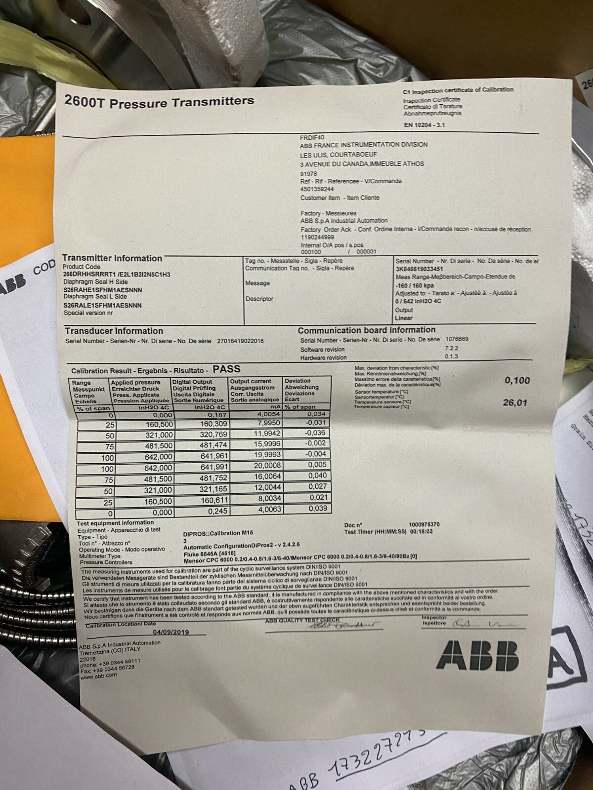 266DRHHSRRRT1 - E2L1B2I2N5C1H3 ABB Pressure Transmitter 2600T Rotating flange - KLR Automation