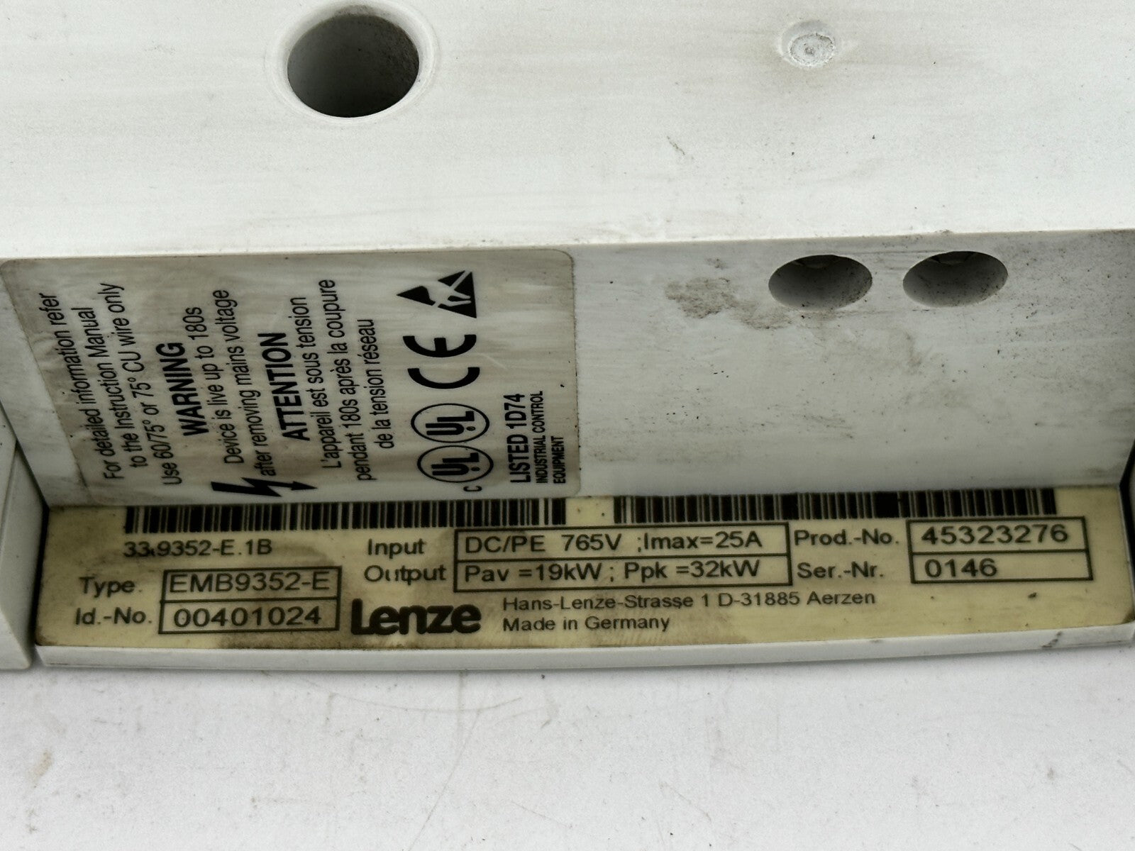 Lenze Module de Freinage EMB9352-E 00401024 Résistance de Frein Unité 19kW 32 Kw