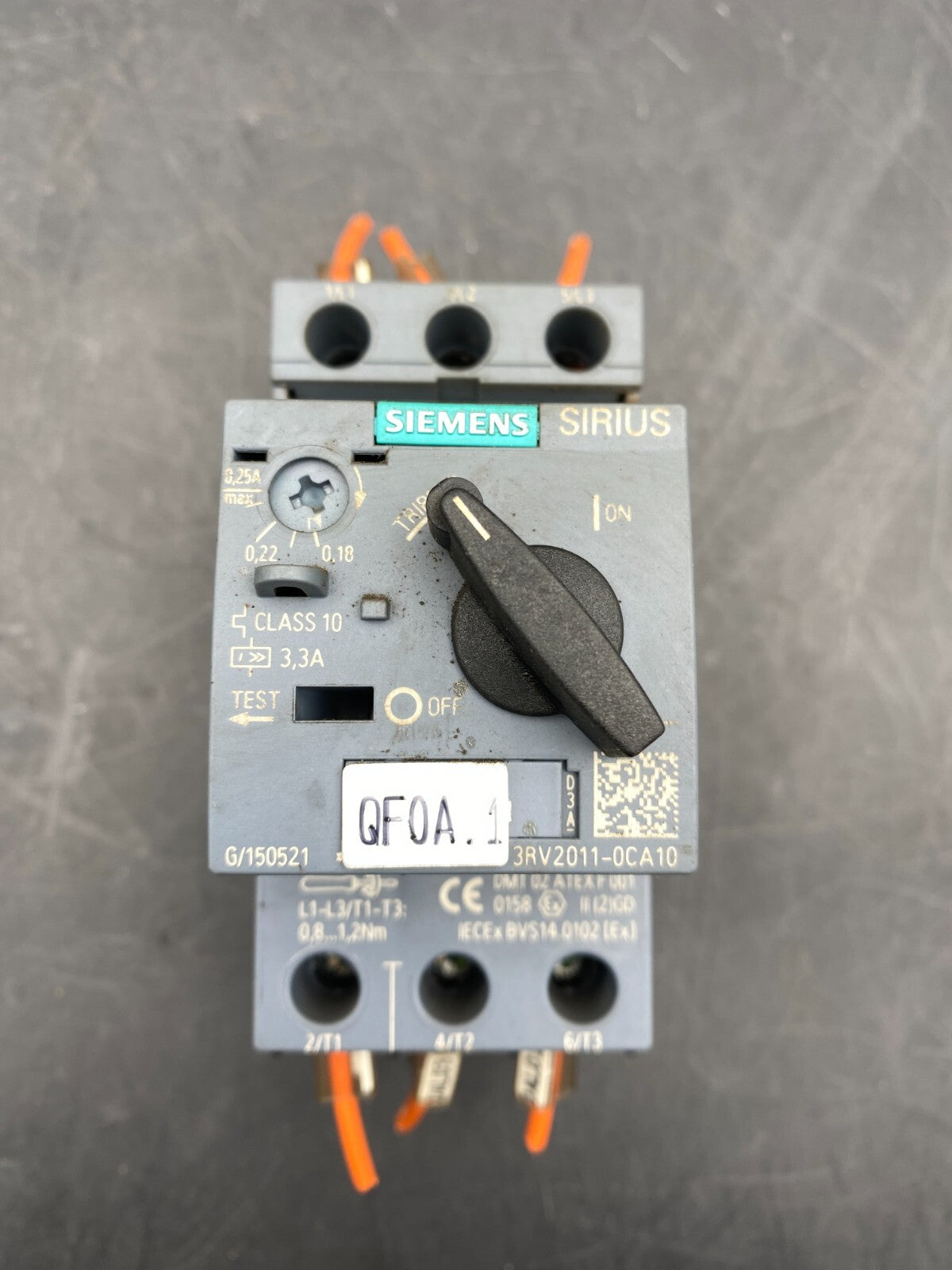 SIEMENS 3RV2011-0CA10 MOTOR BREAKER