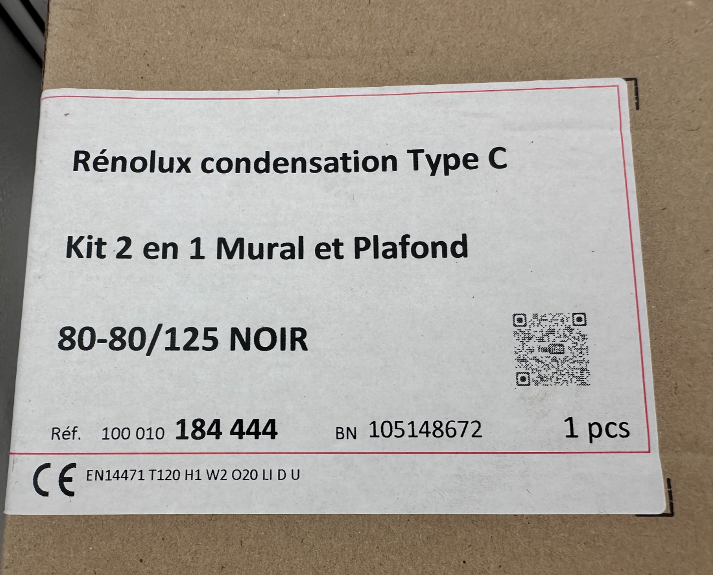 UBBINK RENOLUX C3-C9 184444 CONDENSATION TYPE C KIT 2 EN 1 MUR/PLAFOND 80-80/125