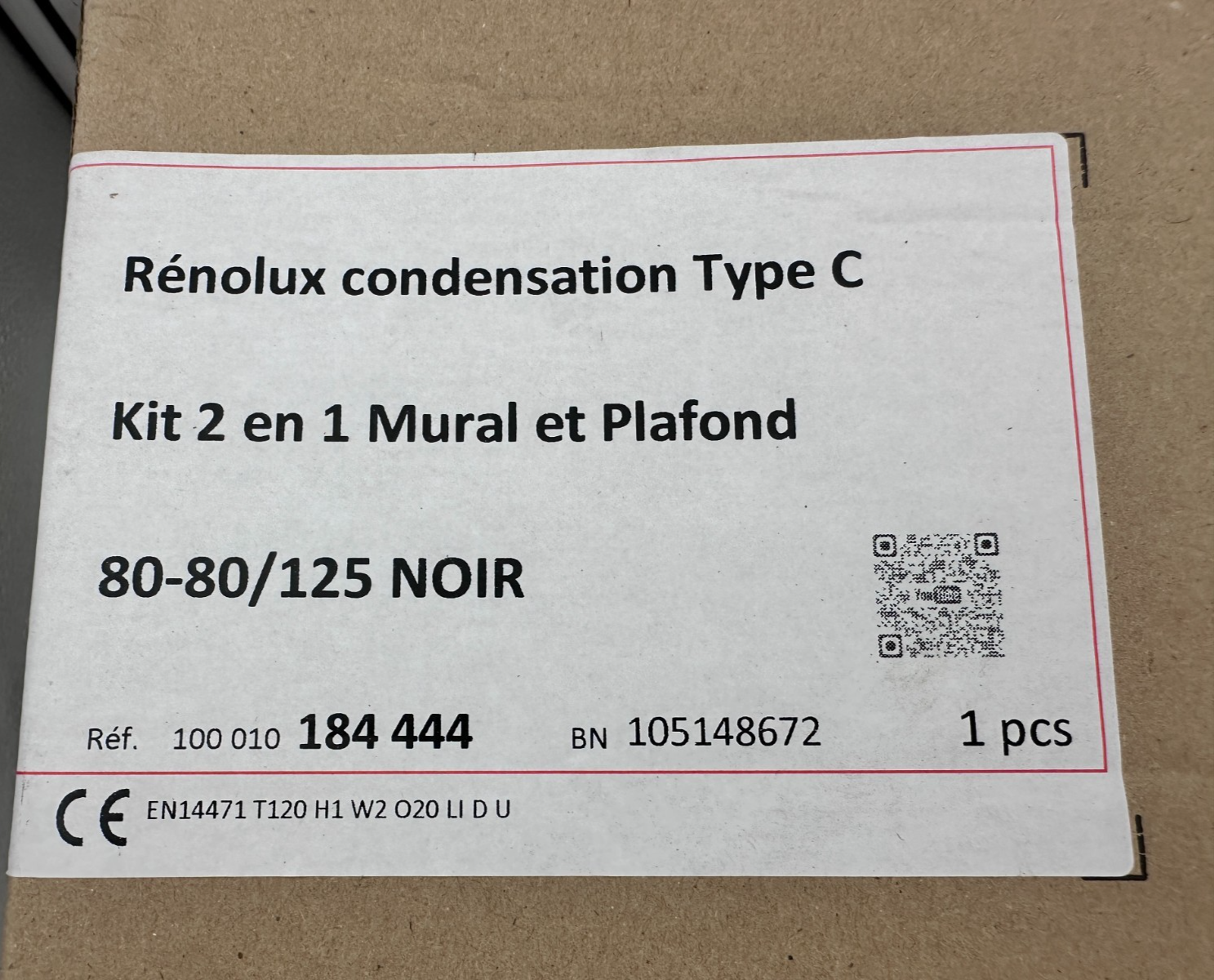 UBBINK RENOLUX C3-C9 184444 CONDENSATION TYPE C KIT 2 EN 1 MUR/PLAFOND 80-80/125
