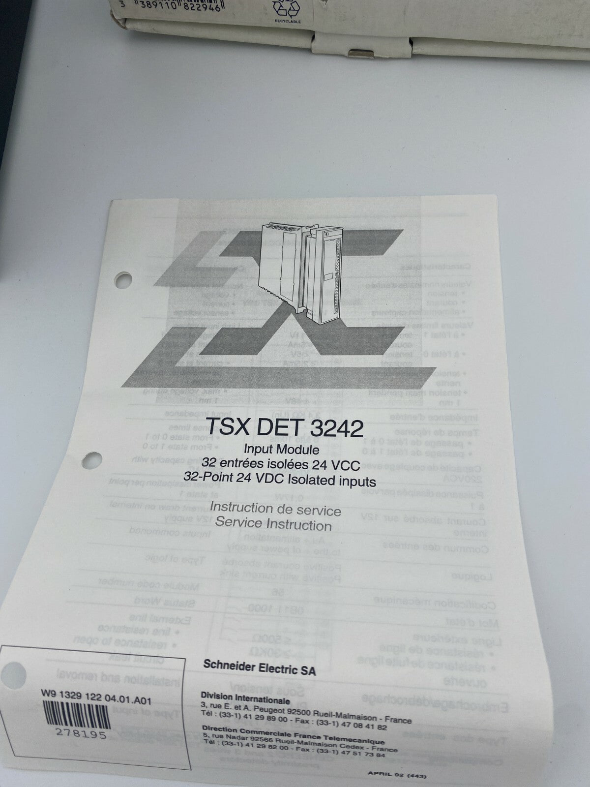 TELEMECANIQUE TSX DET 3242 Carte 32 entrees isolees 24VDC Schneider 