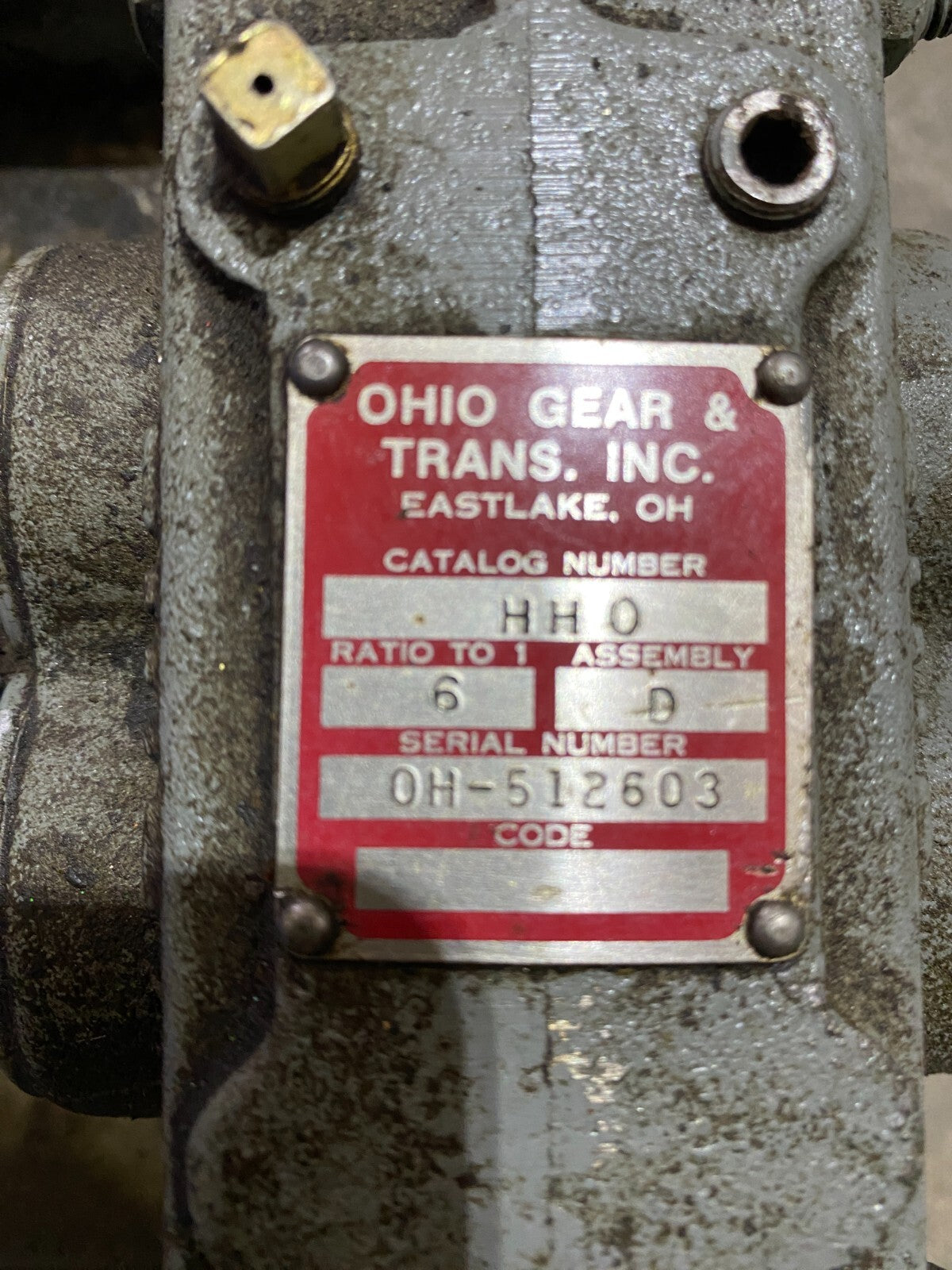 OHIO GEAR HH0 RATIO TO 1 6 ASSEMBLY D