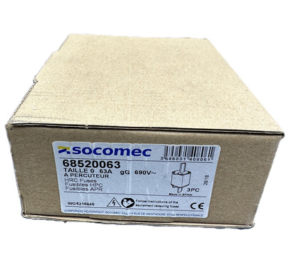 SOCOMEC 68520063 TAILLE 0 63A FUSIBLES HPC x3pc