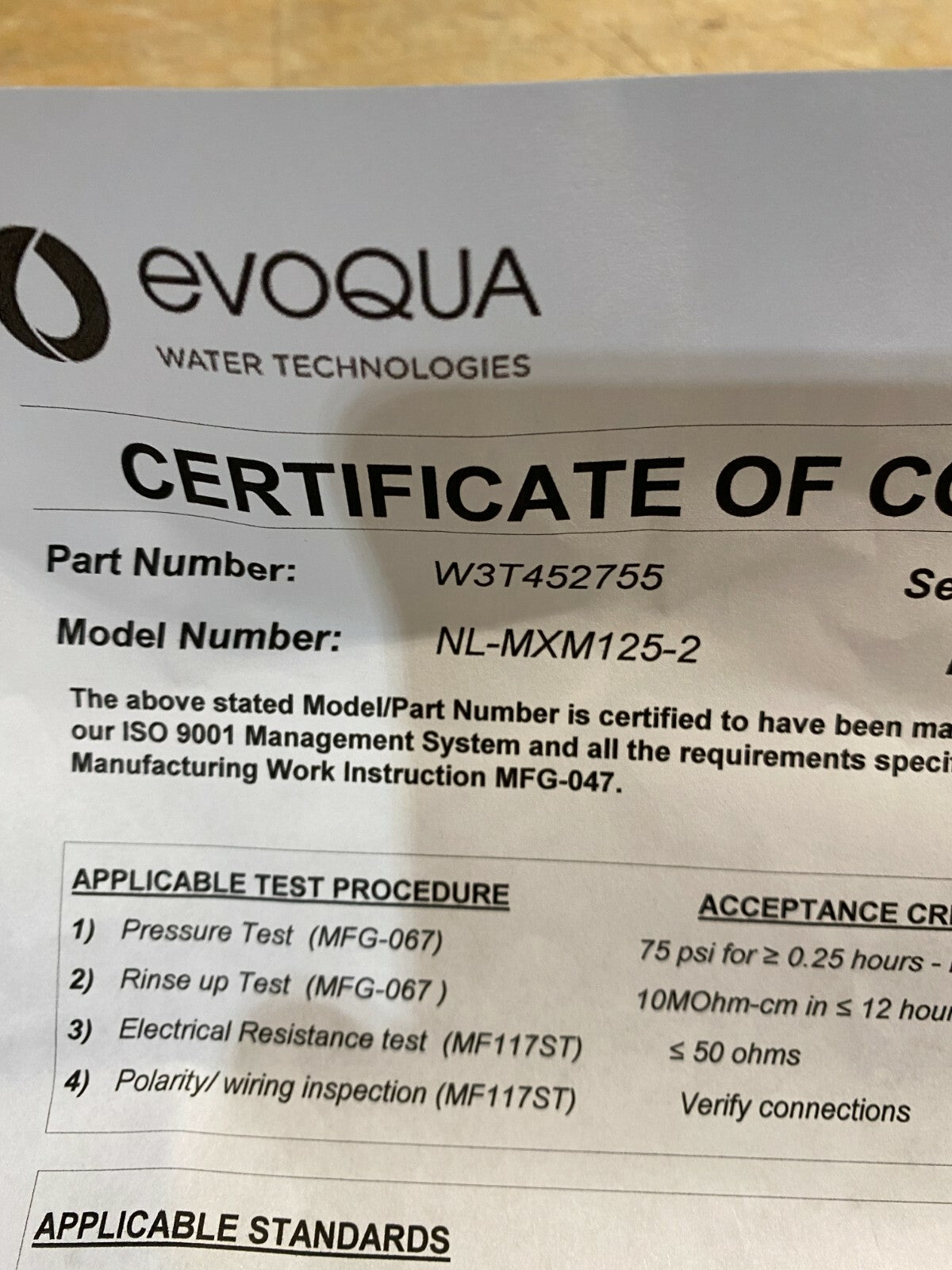 Ionpure MX EDI NL - MXM125 - 2 Low Flow Electrodeionization W3T452755 Evoqua Water - KLR Automation