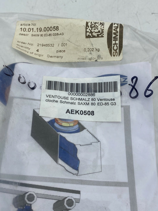 3pc x SAXM - 80 - ED - 85 - G3/8 - AG Schmalz, Inc. Vacuum Pad / Cup 80 - KLR Automation