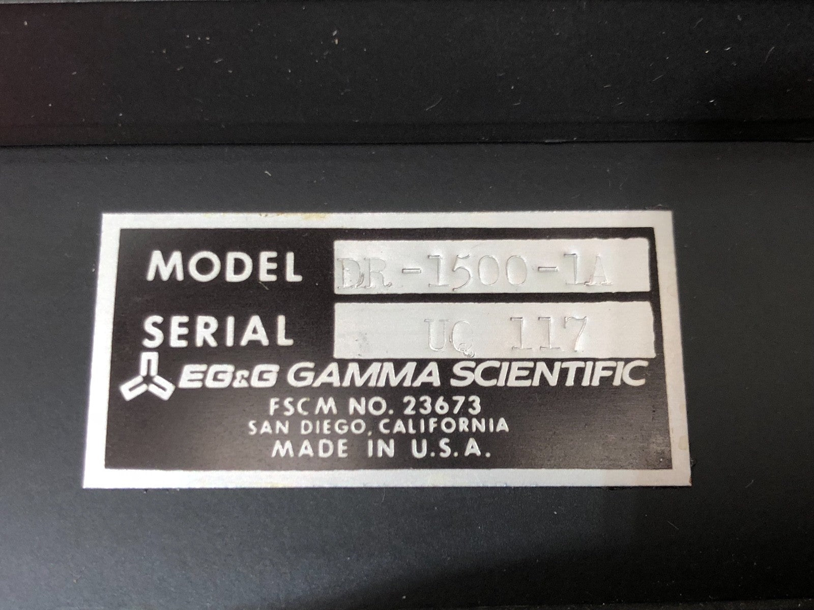 EG&G Gamma Scientific DR - 1500A + Camera D - 1500 - 2B - KLR Automation