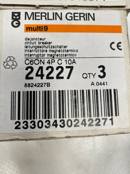 3 pc x Merlin Gerin Schneider multi 9 24227 C60N 4P C 10A - KLR Automation