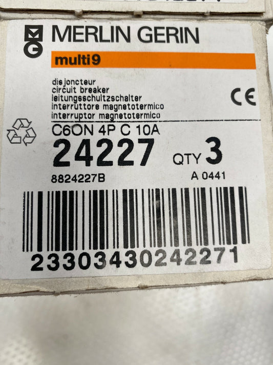 3 pc x Merlin Gerin Schneider multi 9 24227 C60N 4P C 10A - KLR Automation
