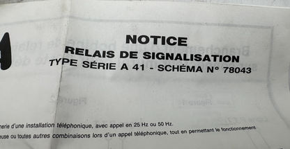 SIEMA RELAIS DE SIGNALISATION TYPE SERIE A 41