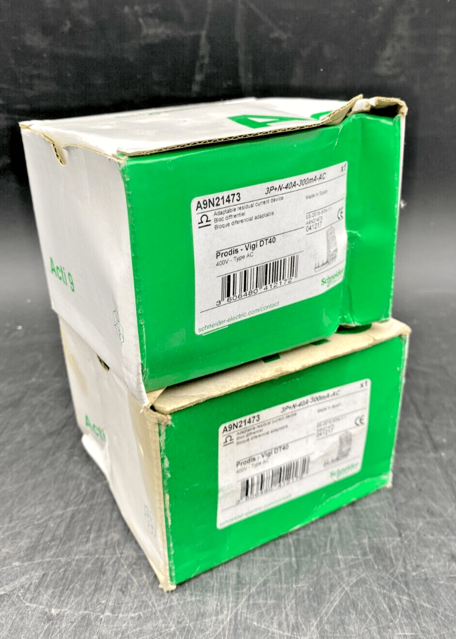 NEW SCHNEIDER ELECTRIC A9N21473 PRODIS VIGI DT40 3P+N - 40A - 300mA - AC ADAPTABLE RES - KLR Automation