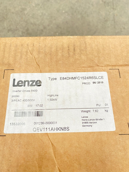 Lenze 8400 protec Inverter Drives 1,50 kW E84DHMFC1524R6SLCE L - Fore Drives - KLR Automation
