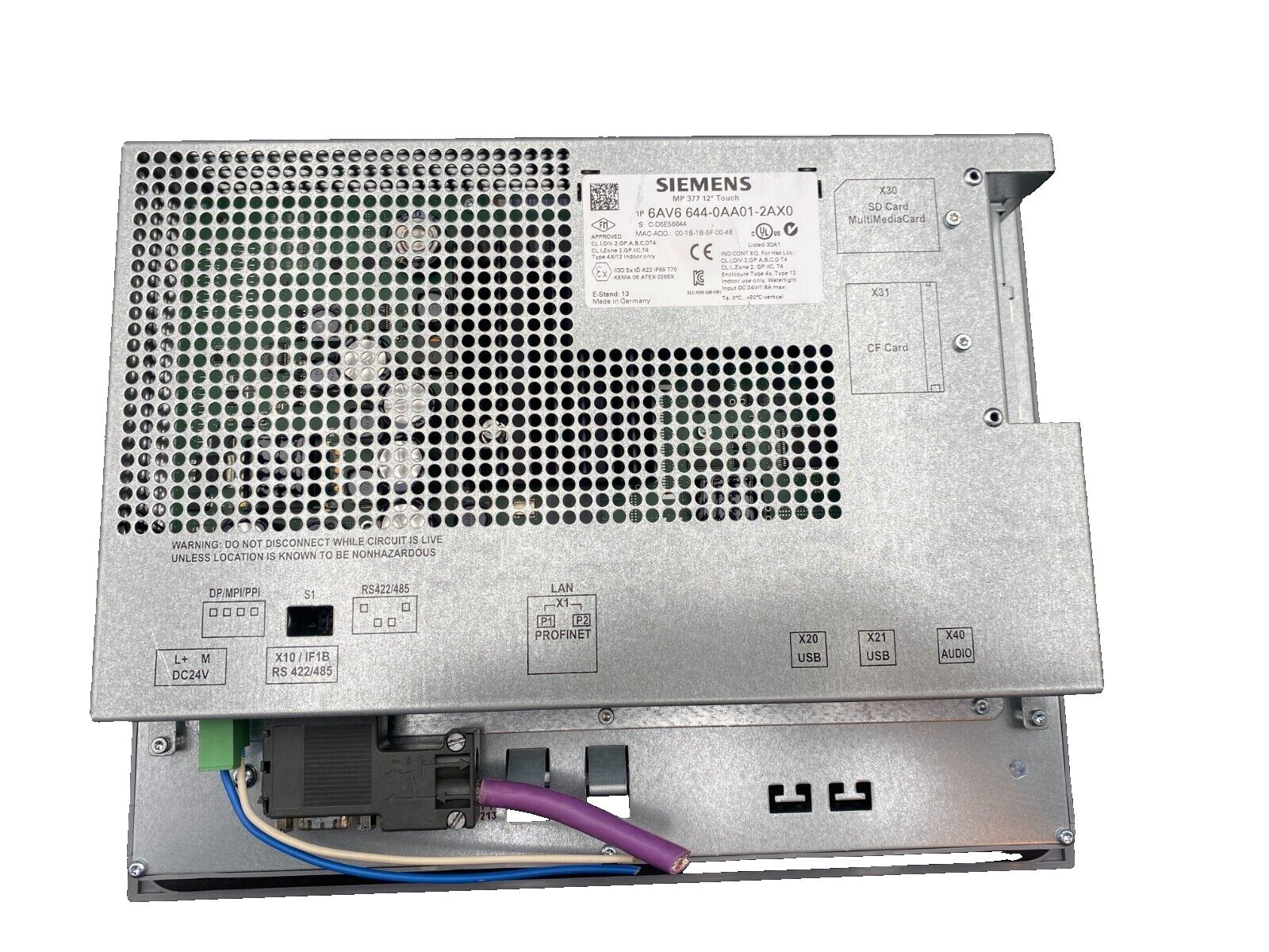 SIEMENS SIMATIC MULTI PANEL TOUCH 6AV6644-0AA01-2AX0