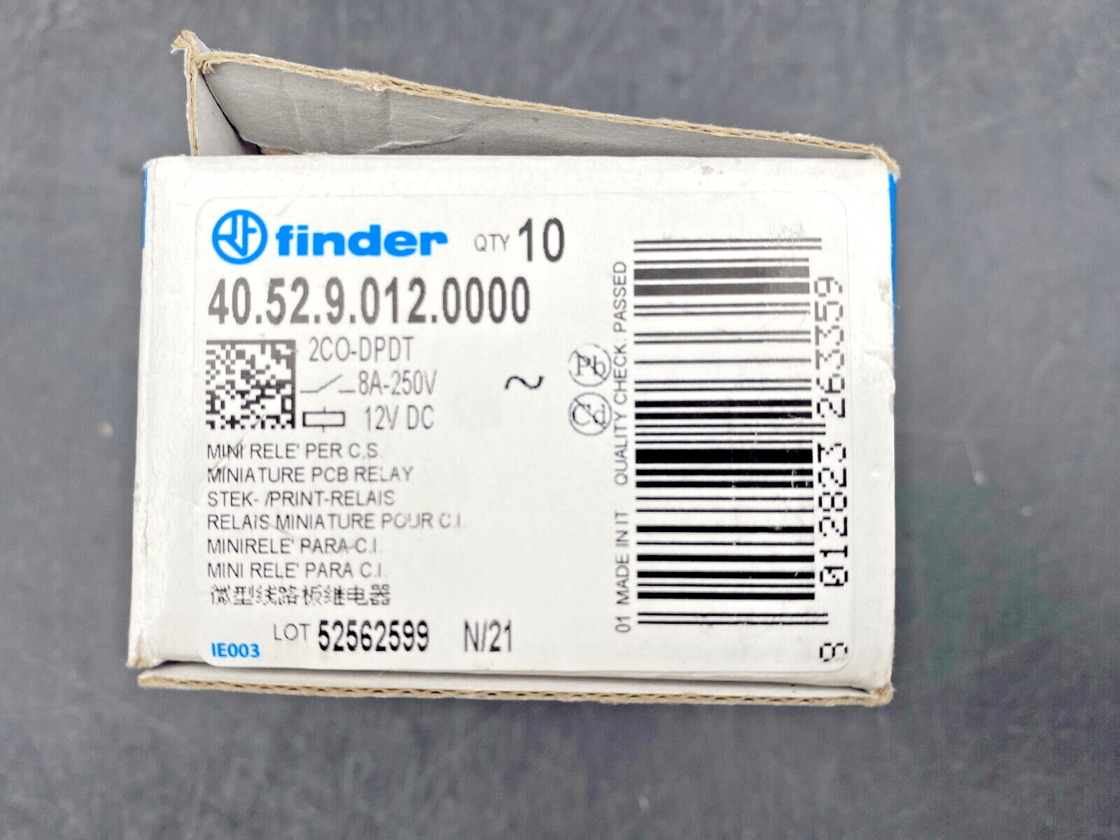 10 pc x FINDER 40.52.9.012.0000 405290120000 2CO - DPDT 12 VDC MINIATURE PCB RELAY - KLR Automation